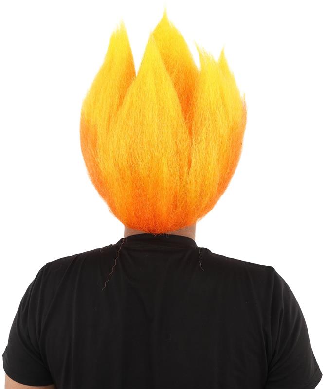 Wigs2you H-7399 大人男性用赤とオレンジの炎のウィッグ | 直立したスパイク状のグラデーションテクスチャー難燃性合成繊維 | ハロウィンをテーマにしたパーティーバスケットボールファンギア