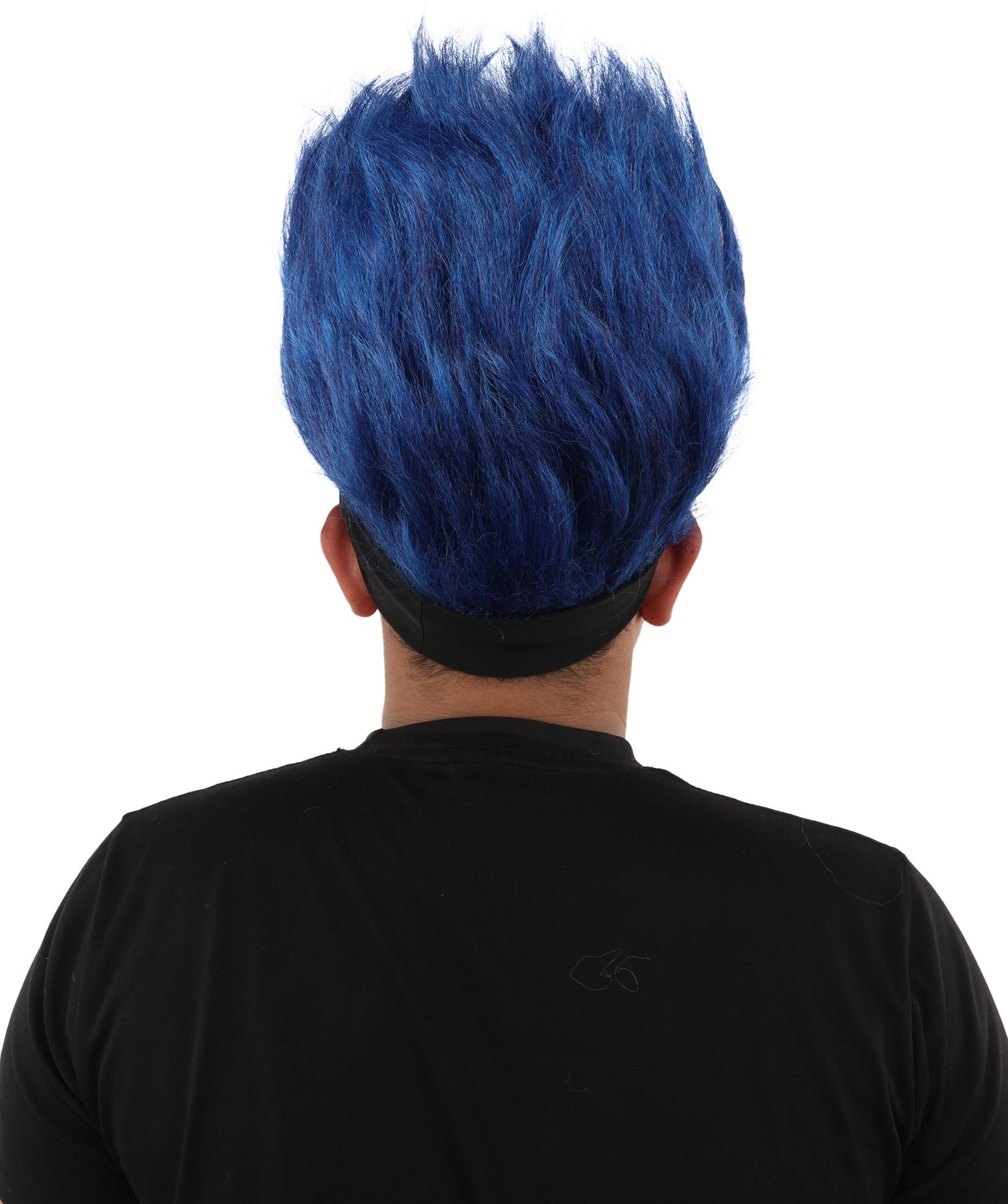 Wigs2you H-7400 大人用メンズネイビーブルー＆ホワイトモヒカンウィッグ｜スパイク状の直立型難燃性合成繊維ヘッドバンドデザイン｜ハロウィンテーマのパーティーフットボールファンギア