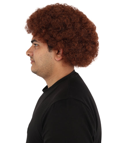 Wigs2you H-7404 大人用ツートンカラーのカーリーウィッグ｜ワインレッドとスカイブルーの縮れ毛風難燃性合成繊維｜ハロウィンテーマのパーティースポーツ観戦ファン向け小道具