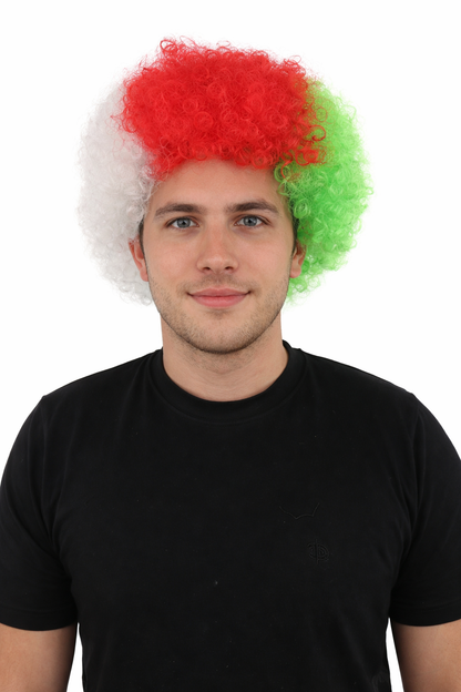 Wigs2you H-7405 大人用トリトーンスポーツウィッグ｜ボリュームのある縮れ毛のアフロスタイル、標準キャップ構造｜シックス・ネイションズ選手権試合スピリットウィーク小道具
