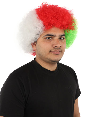 Wigs2you H-7405 大人用トリトーンスポーツウィッグ｜ボリュームのある縮れ毛のアフロスタイル、標準キャップ構造｜シックス・ネイションズ選手権試合スピリットウィーク小道具