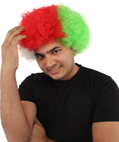 Wigs2you H-7405 大人用トリトーンスポーツウィッグ｜ボリュームのある縮れ毛のアフロスタイル、標準キャップ構造｜シックス・ネイションズ選手権試合スピリットウィーク小道具