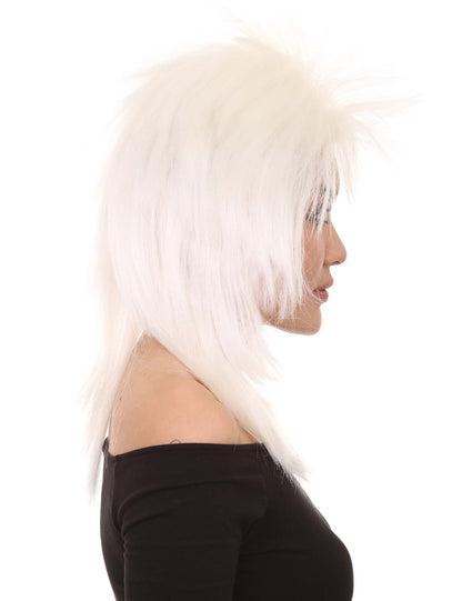 Wigs2you ハロウィン パーティー プレミアム H-1323 簡単に着用でき 快適なフィット感 80 年代女性ホワイト ロッカー スタイルウィッグ