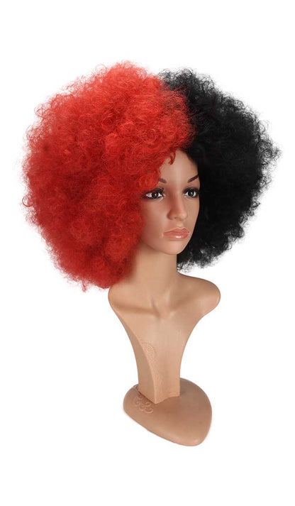 Wigs2you HA-020 コスプレウィッグ レッド×ブラック ツートン アフロ 調節可能キャップ 女性用 ハロウィン アニメ コスプレ