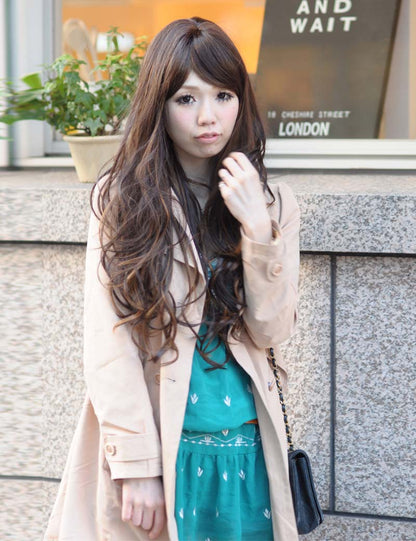 耐熱商品 ロングウィッグ ナチュラルウェーブで女の子らしいスタイルに 74cmで超ロング！ ウィッグネット付き W-519