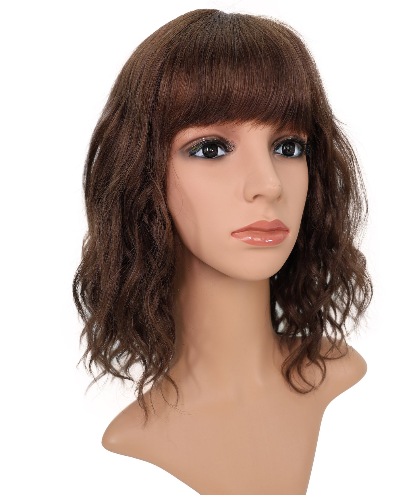 Wigs2you HH-186 フルウィッグ _ 100%人毛、レースクラウン 14" ナチュラルウェーブ _ 医療用・日常用