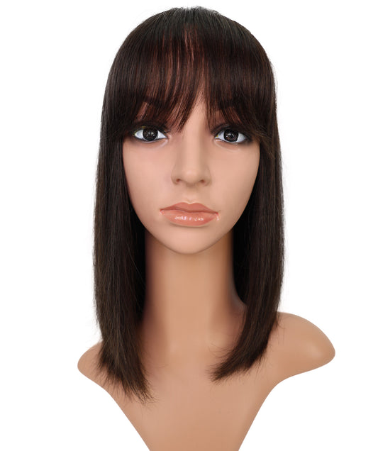 Wigs2you HH-187 ボブウィッグ _ 100%人毛、手植えモノクラウン 14" ストレート黒 _ 医療用・日常用