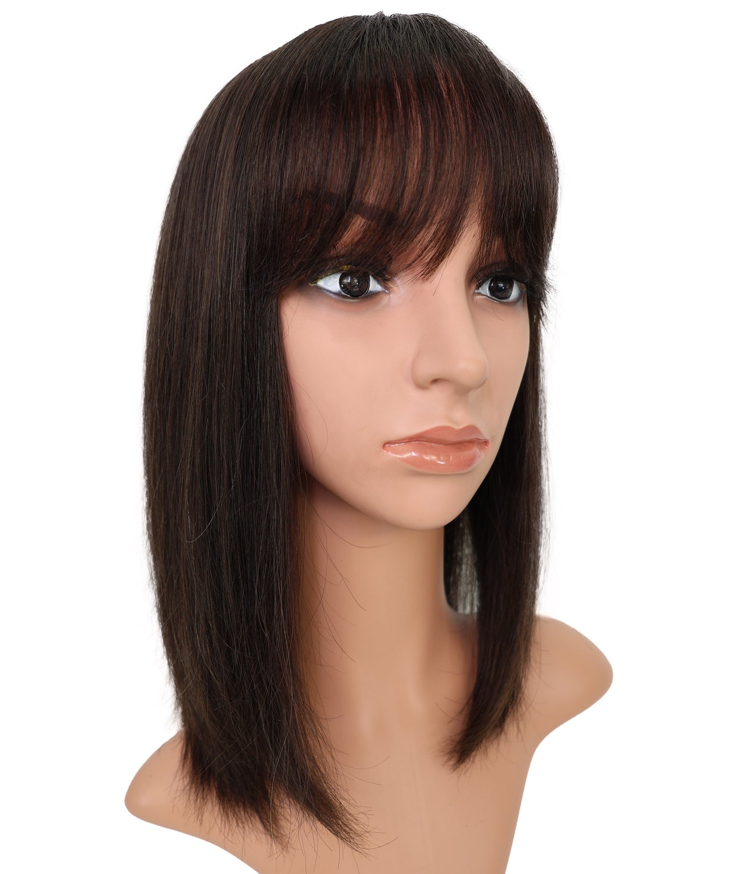 Wigs2you HH-187 ボブウィッグ _ 100%人毛、手植えモノクラウン 14" ストレート黒 _ 医療用・日常用