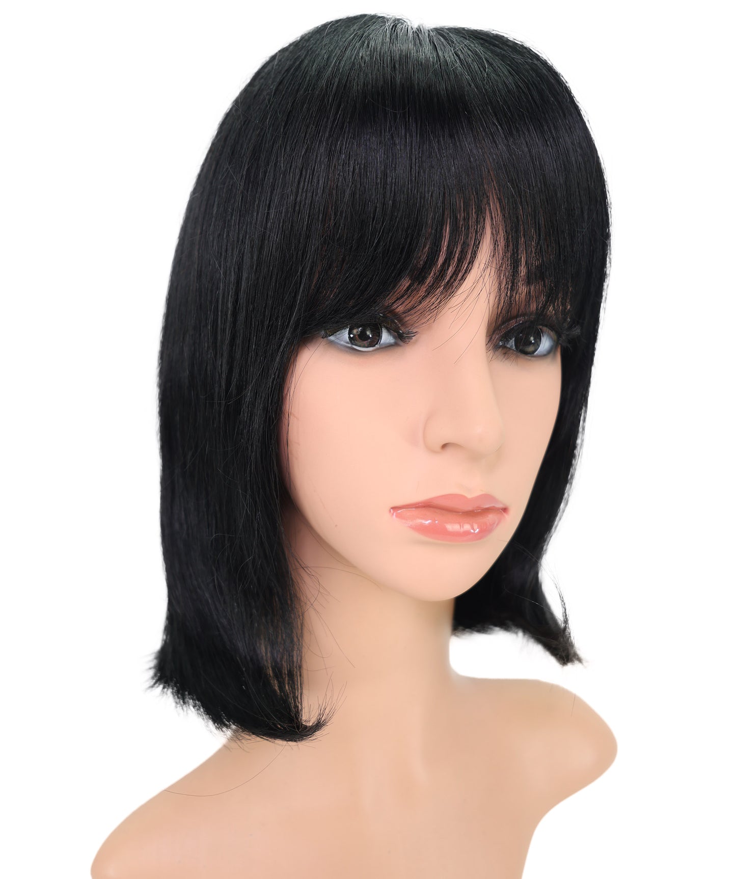 Wigs2you HH-192 ストレートボブ レディース ファッション ウィッグ 12インチ ナチュラルブラック 人毛 | 耐熱性 モノパーツキャップ付き
