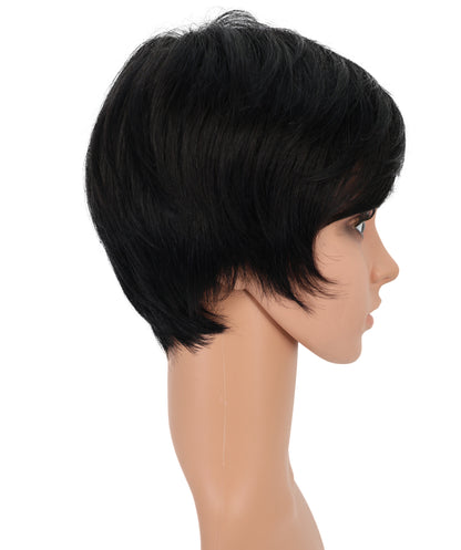 Wigs2you HH-193 中年女性向けナチュラルブラック高耐熱人毛 ファッション ウィッグ、8.5インチ、難燃性