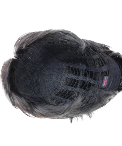 Wigs2you HH-193 中年女性向けナチュラルブラック高耐熱人毛 ファッション ウィッグ、8.5インチ、難燃性