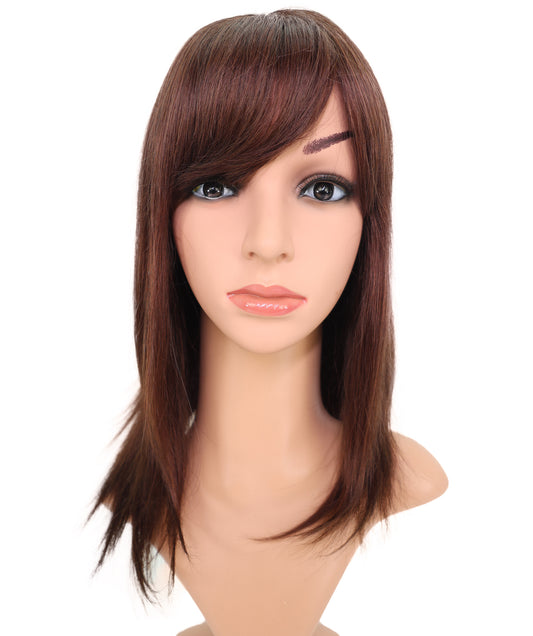 Wigs2you HH-194 ミディアムストレート 人毛  ファッション ウィッグ ライトブラウン | 長さ17.5インチ、手植え、耐熱性