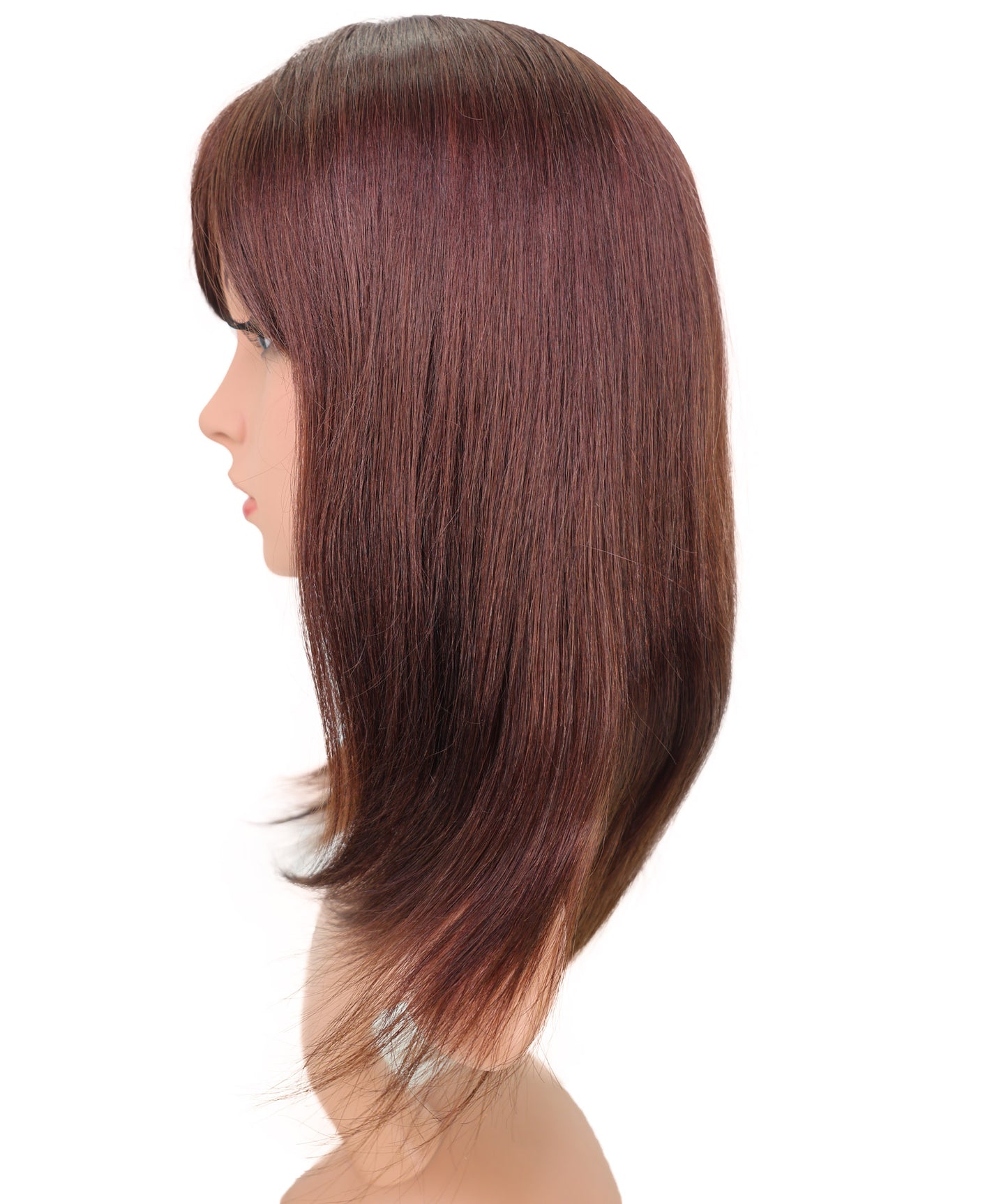 Wigs2you HH-194 ミディアムストレート 人毛  ファッション ウィッグ ライトブラウン | 長さ17.5インチ、手植え、耐熱性