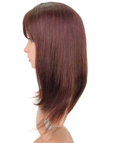 Wigs2you HH-194 ミディアムストレート 人毛  ファッション ウィッグ ライトブラウン | 長さ17.5インチ、手植え、耐熱性