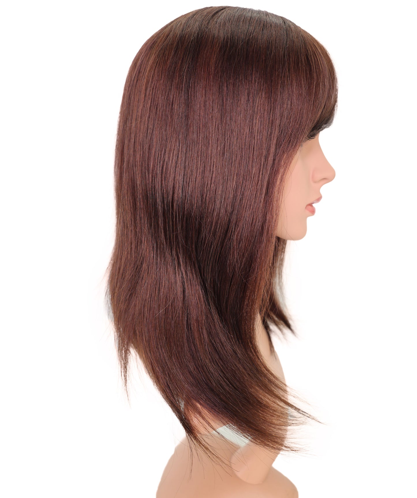 Wigs2you HH-194 ミディアムストレート 人毛  ファッション ウィッグ ライトブラウン | 長さ17.5インチ、手植え、耐熱性