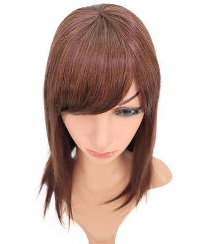 Wigs2you HH-194 ミディアムストレート 人毛  ファッション ウィッグ ライトブラウン | 長さ17.5インチ、手植え、耐熱性