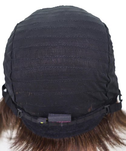 Wigs2you HH-195 ダークブラウンのボブ ファッション ウィッグ（前髪付き）｜9インチモノパート人毛ウィッグ、耐熱性、快適なフィット感