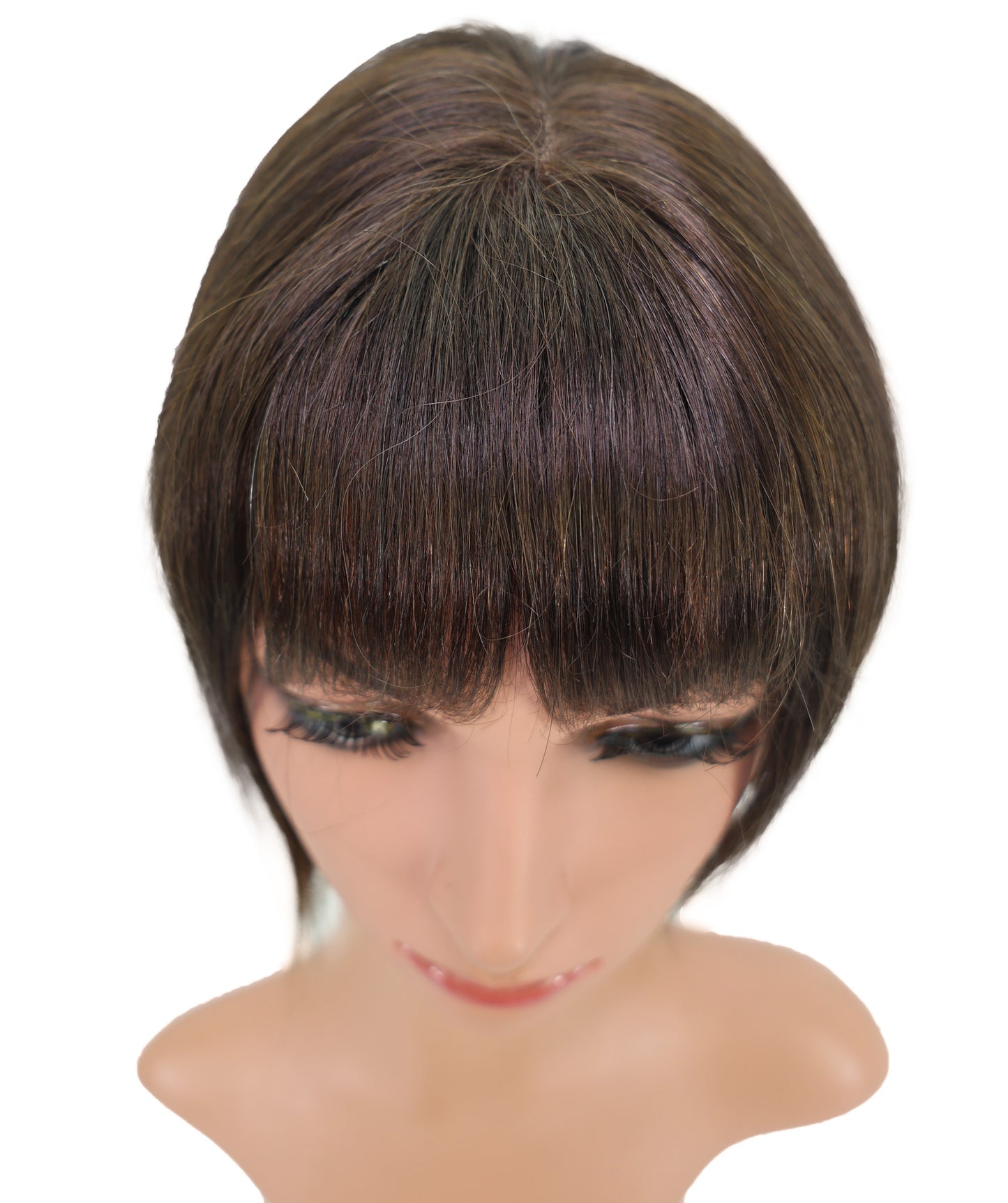 Wigs2you HH-195 ダークブラウンのボブ ファッション ウィッグ（前髪付き）｜9インチモノパート人毛ウィッグ、耐熱性、快適なフィット感
