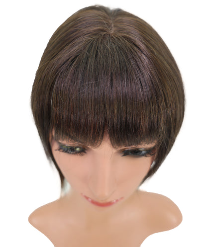 Wigs2you HH-195 ダークブラウンのボブ ファッション ウィッグ（前髪付き）｜9インチモノパート人毛ウィッグ、耐熱性、快適なフィット感