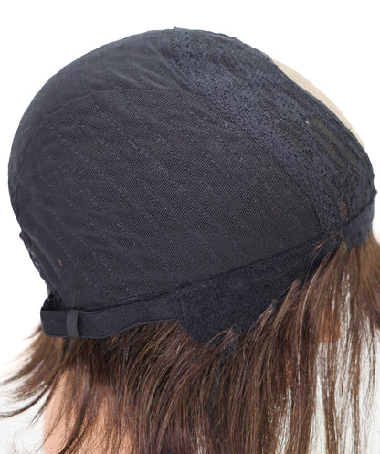 Wigs2you HH-195 ダークブラウンのボブ ファッション ウィッグ（前髪付き）｜9インチモノパート人毛ウィッグ、耐熱性、快適なフィット感