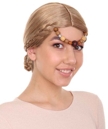 中世ルネッサンスエレガントプリンセス編み込みブロンドウィッグ H-3823 エレガントプリンセス編み込みブロンドウィッグ プレミアム 通気性の良い キャップレスキャップ