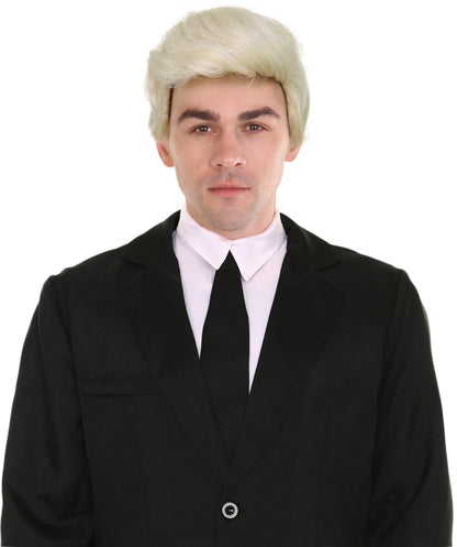 Wigs2you H-7050  ハロウィンやパーティーに最適な、男性用ショートサイドパート大統領スタイルフルウィッグ（ブロンド合成繊維）