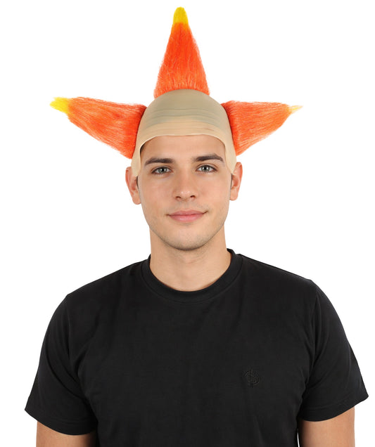 Wigs2you H-7087 大人用メンズ ダークサーカスピエロウィッグ | ワイルドなオレンジとイエローのミックスストレートヘアスタイル、縮れ毛ボリュームアップ | ハロウィン、コスプレ、パーティー、ステージ用合成ウィッグ