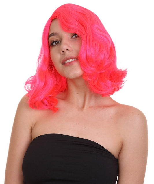 Wigs2you ハロウィン パーティー プレミアム レディース H-1156 とても快適なネオン ピンク カーリー レディ ウィッグ