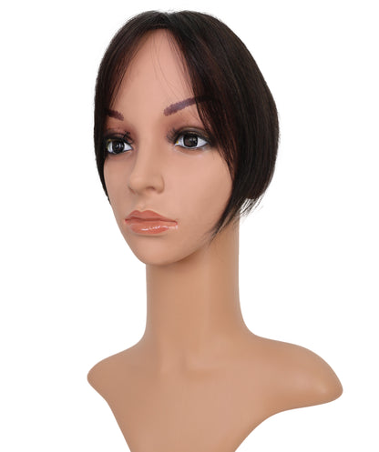 Wigs2you HTHTP-029 女性用100％人毛部分ウィッグ – ナチュラル前髪トップカバー、ショート＆シルク仕上げ – 医療用・日常用