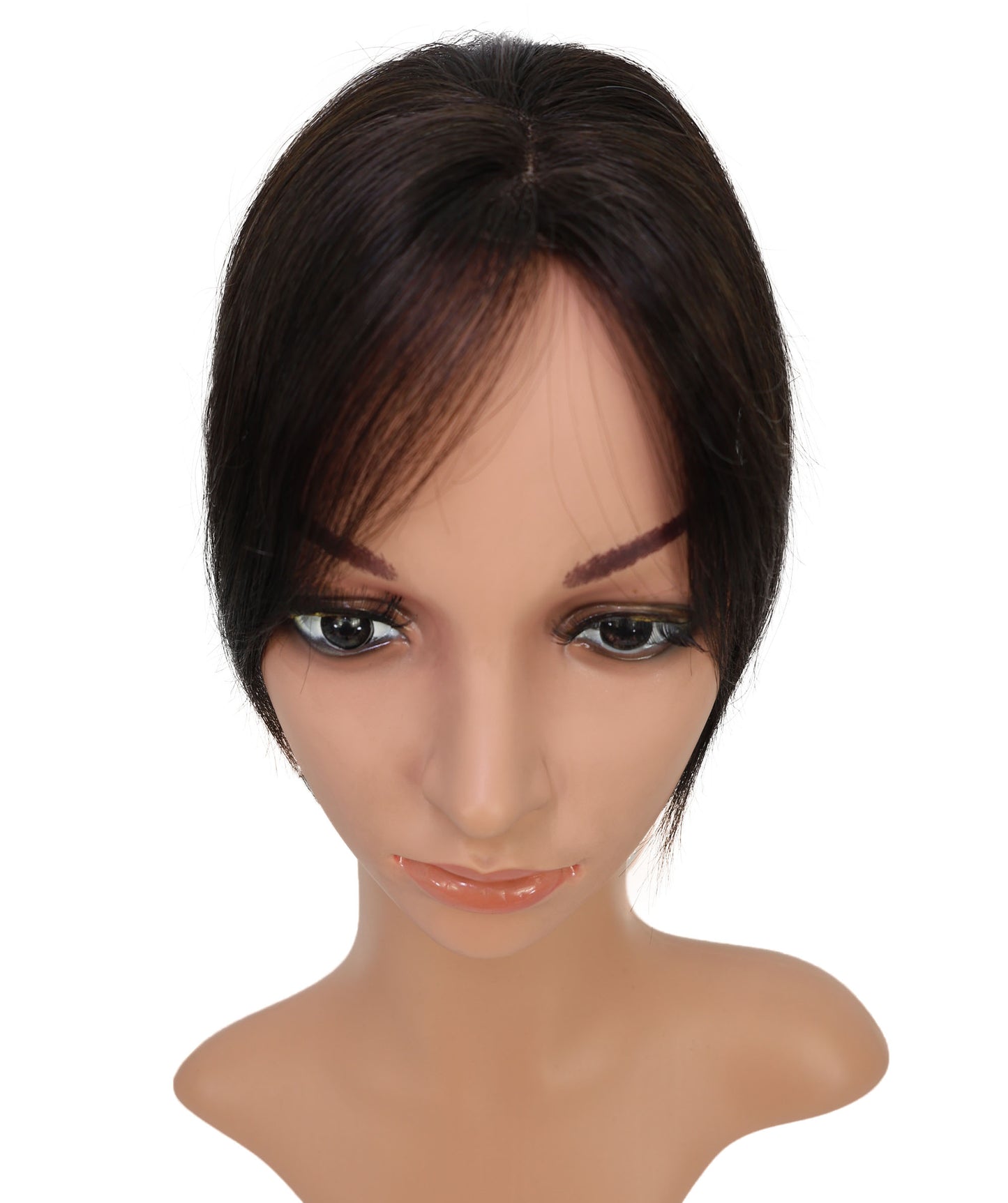Wigs2you HTHTP-029 女性用100％人毛部分ウィッグ – ナチュラル前髪トップカバー、ショート＆シルク仕上げ – 医療用・日常用