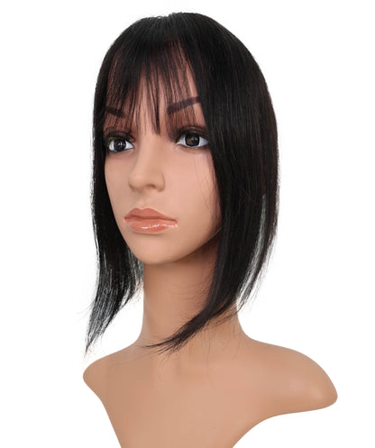 Wigs2you HTHTP-032 女性用100％人毛トップカバー – ナチュラル前髪付きウィッグ 4〜12インチ軽量ヘアピース – ボリュームアップ・カバー用