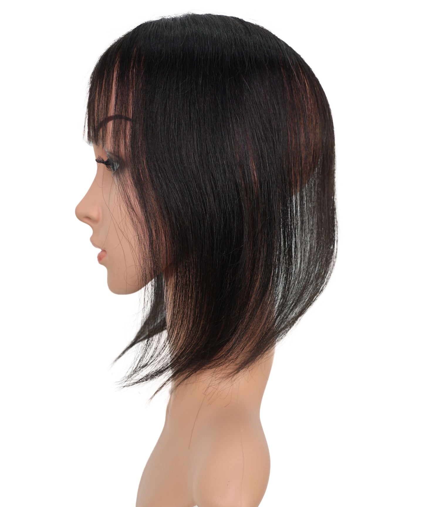 Wigs2you HTHTP-032 女性用100％人毛トップカバー – ナチュラル前髪付きウィッグ 4〜12インチ軽量ヘアピース – ボリュームアップ・カバー用