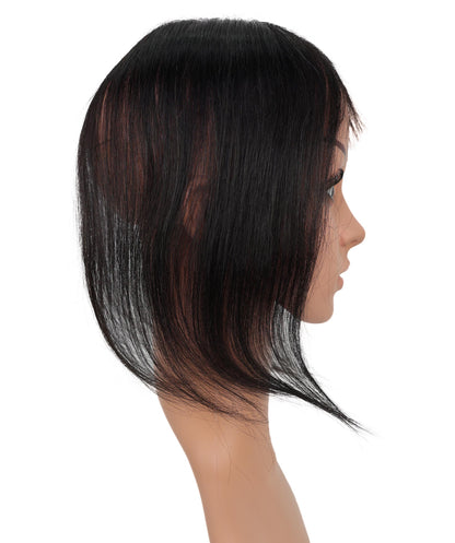 Wigs2you HTHTP-032 女性用100％人毛トップカバー – ナチュラル前髪付きウィッグ 4〜12インチ軽量ヘアピース – ボリュームアップ・カバー用