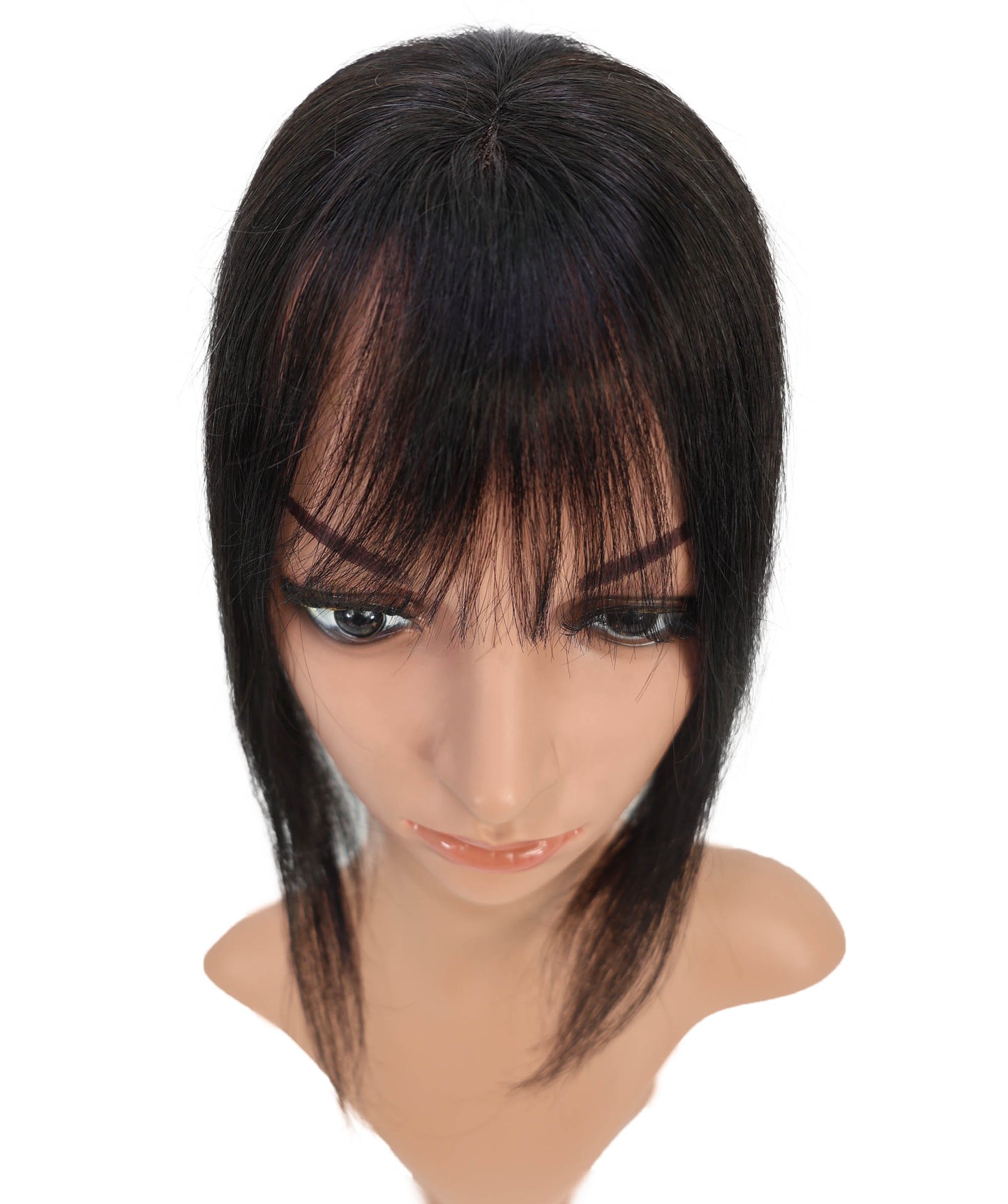 Wigs2you HTHTP-032 女性用100％人毛トップカバー – ナチュラル前髪付きウィッグ 4〜12インチ軽量ヘアピース – ボリュームアップ・カバー用