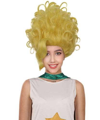 女性用テレビミュージカル映画プリンセストロール H-6293 イエローウェーブウィッグ コスプレウィッグ ファイバー 難燃性合成
