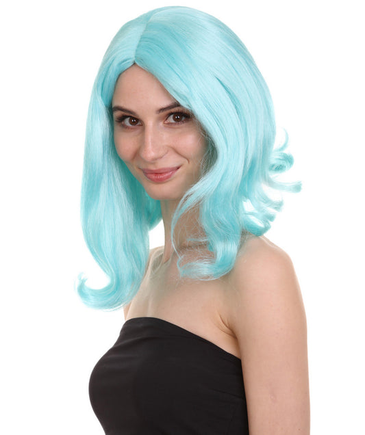 Wigs2you ハロウィン パーティー プレミアム レディース H-1278 簡単に着用でき、快適なフィット感、ライト ブルー ページボーイ ウィッグ