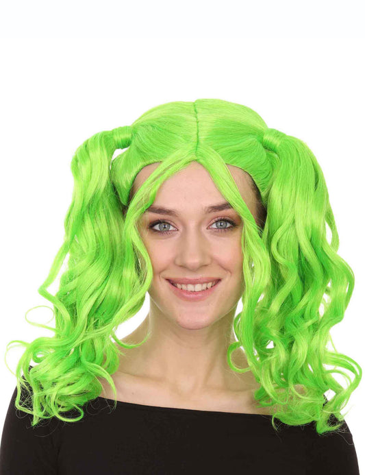 Wigs2you ハロウィンパーティー プレミアム レディース H-740 ドリー ピグテール ウィッグ ライムカラー