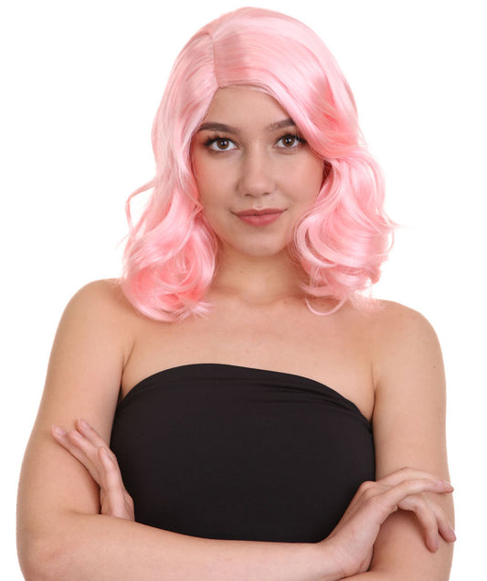 Wigs2you ハロウィン パーティー プレミアム 簡単に着用できる H-1136 とても快適な Lt ピンク カーリー レディ ウィッグ