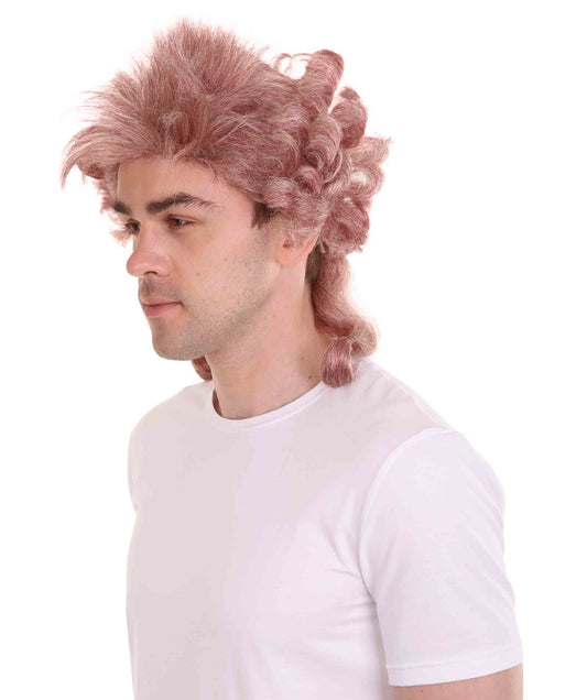 ハロウィンパーティ 男性用 H-4285 コロニアルミックスカーリーウィッグ プレミアム通気性キャップレスキャップ