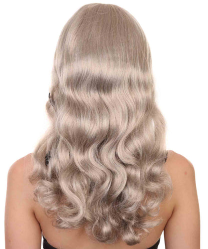 プレミアムハロウィンパーティー H-5373 女性用 ショルダーレングス ウィッチーズスパイダーウェブウィッグ グレー