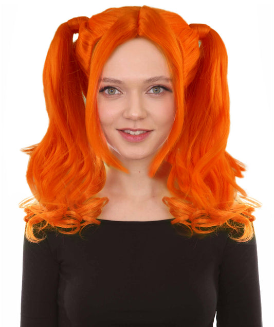 Wigs2you ハロウィンパーティー プレミアム レディース H-736 ドリー ピグテール ウィッグ パンプキン オレンジ色