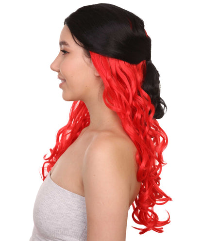 Wigs2youハロウィンパーティープレミアムレディースH-1935 着けやすい 非常に快適 黒と赤のロングウェービーウィッグ
