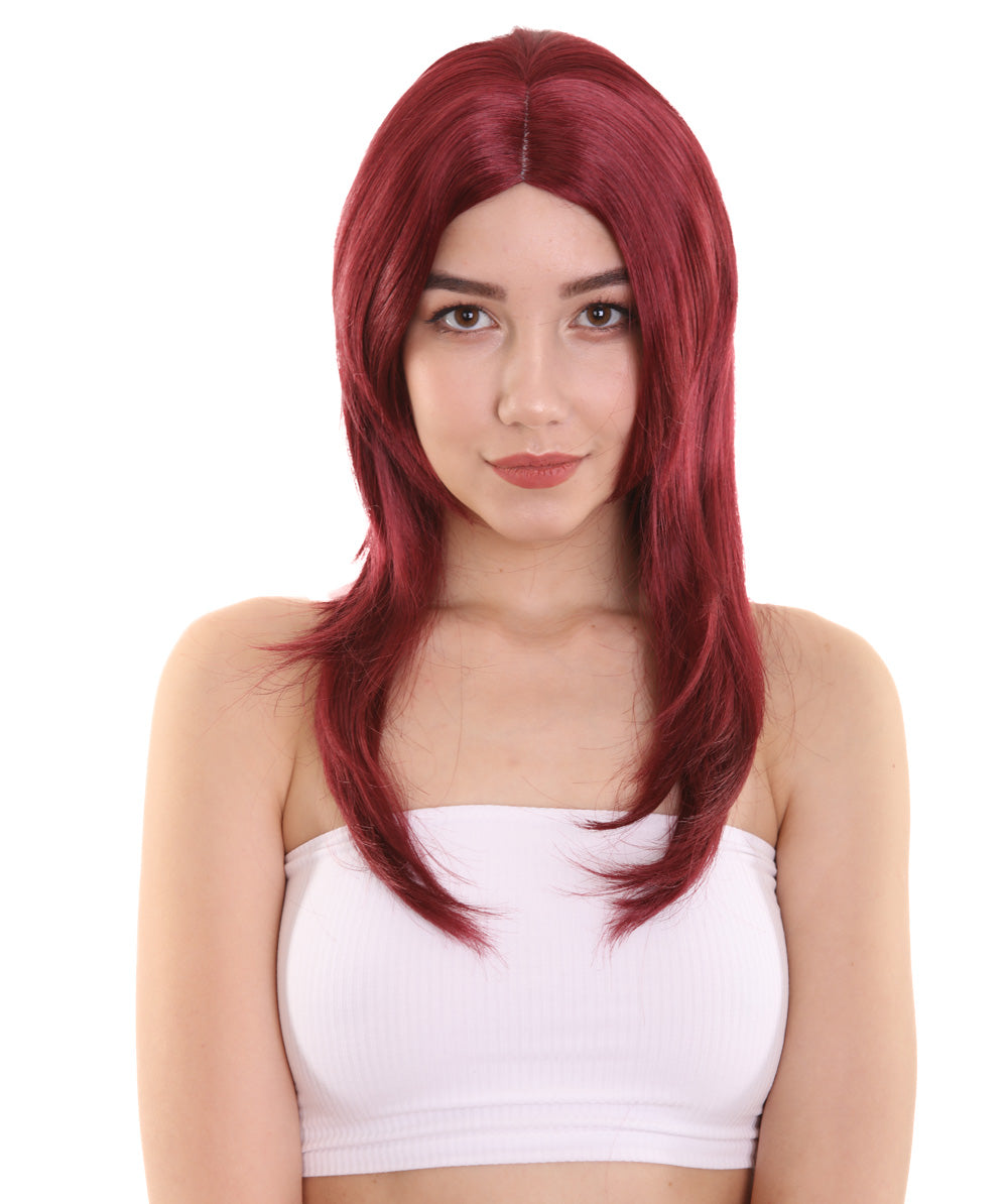 Wigs2you ハロウィンパーティー プレミアム レディース H-929 3レイヤーのパーティーガールウィッグ バーガンディカラー