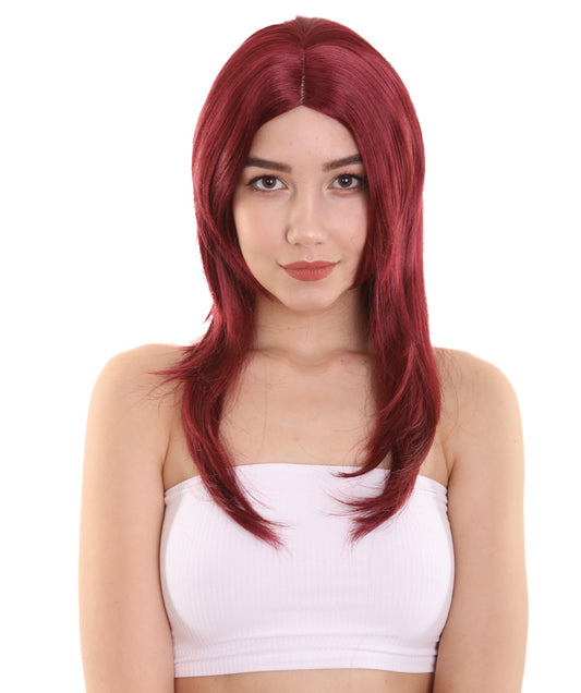 Wigs2you ハロウィンパーティー プレミアム レディース H-929 3レイヤーのパーティーガールウィッグ バーガンディカラー