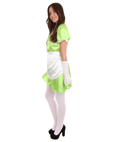 大人用女性の JCO-328_7 フレンチエプロンメイド制服 ライム コスプレコスチューム