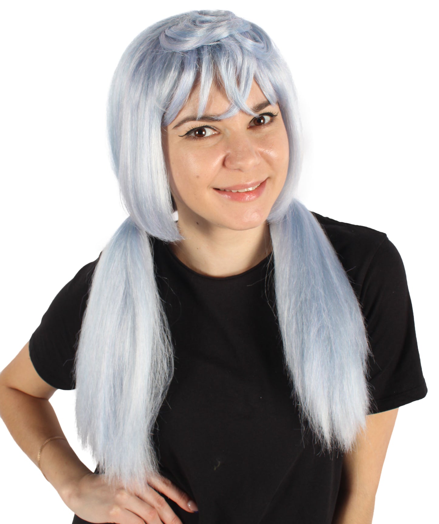 Wigs2you H-6914 大人用レディース ロング ライトブルー ストレート ポニーテール ゲーミング コスプレウィッグ｜ハロウィンに最適｜難燃性合成繊維
