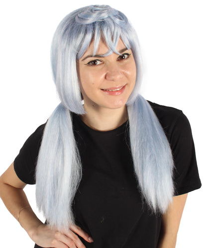 Wigs2you H-6914 大人用レディース ロング ライトブルー ストレート ポニーテール ゲーミング コスプレウィッグ｜ハロウィンに最適｜難燃性合成繊維