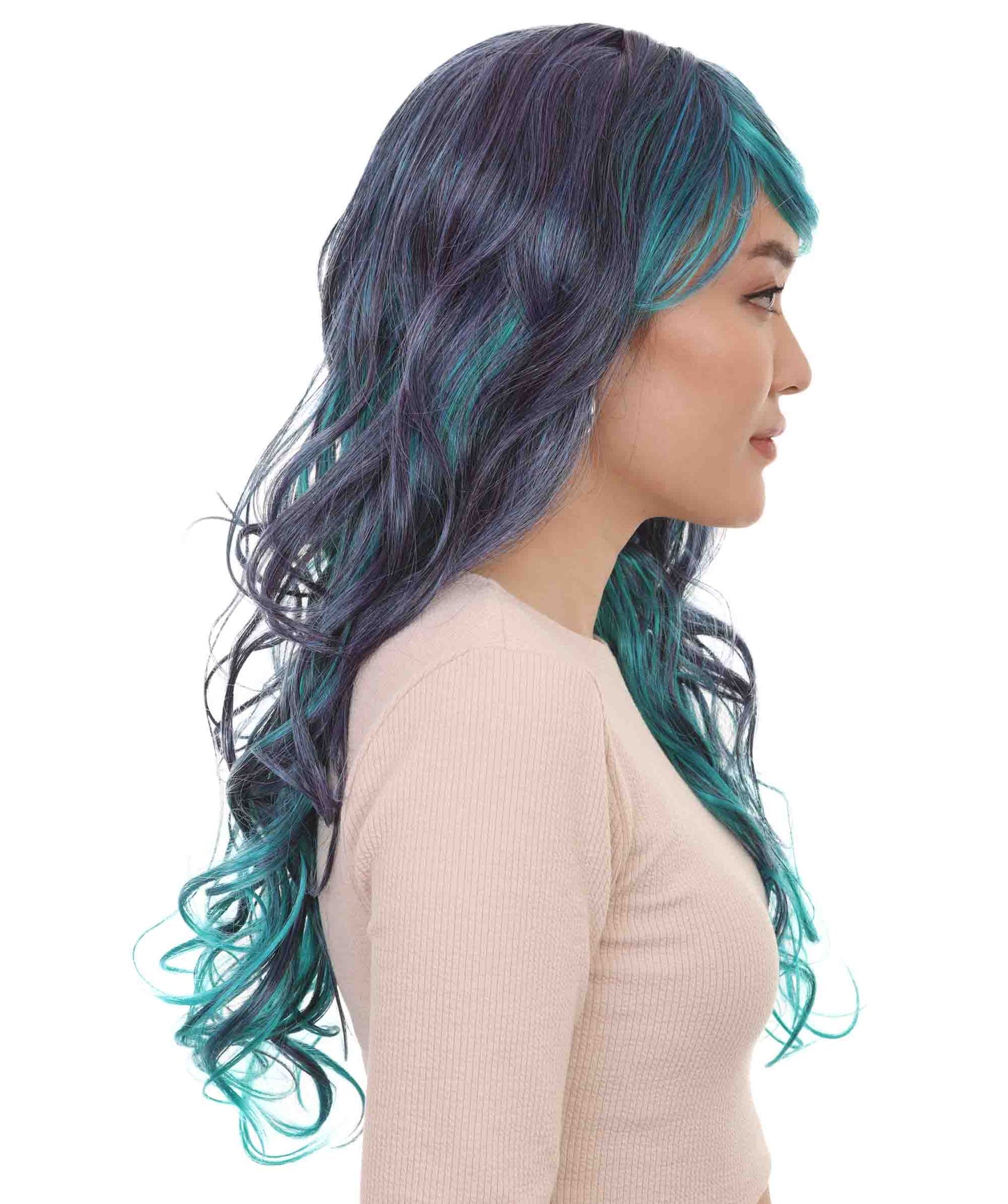 Wigs2youハロウィンパーティープレミアムレディースH-1994 美しい見た目のブレンデッドツートーンロングウェービーウィッグ