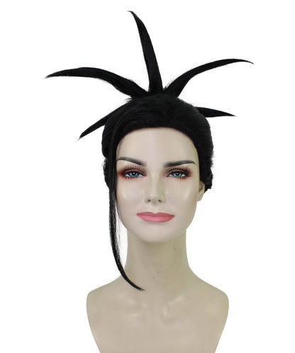 女性用H-5872 ドラッグクイーン ブラック スパイキー コスプレ ウィッグ ハロウィンに最適 難燃性合成ファイバー
