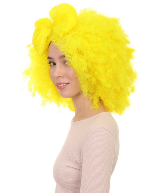 Wigs2you ハロウィン パーティー プレミアム レディース H-1262 着けやすい 快適なフィット感 アフロ スモール ボウウィッグ ネオンイエロー